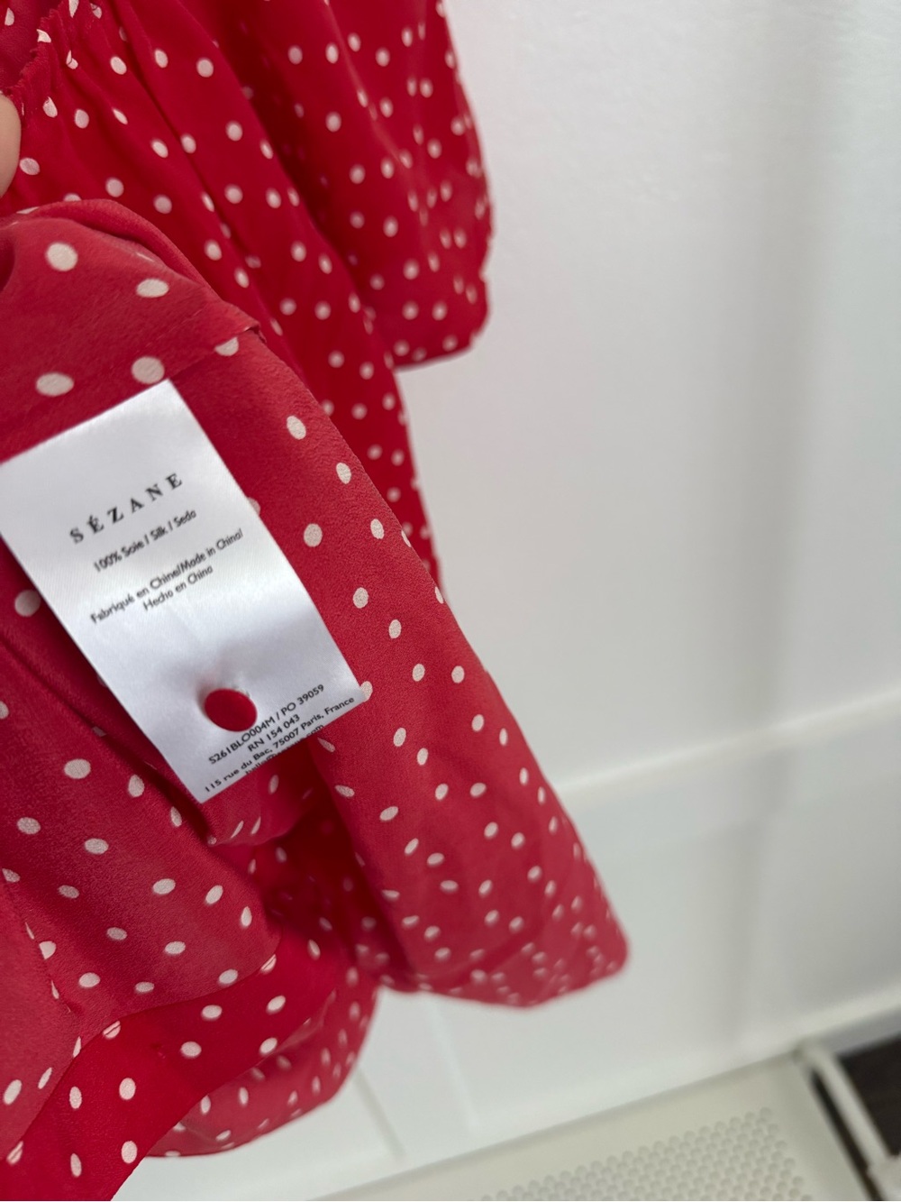 Sezane Vikaly Silk Blouse Red Polka Dot - Picture 9 of 9